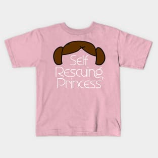 Self Rescuing Princess of Alderaan - White Text Kids T-Shirt